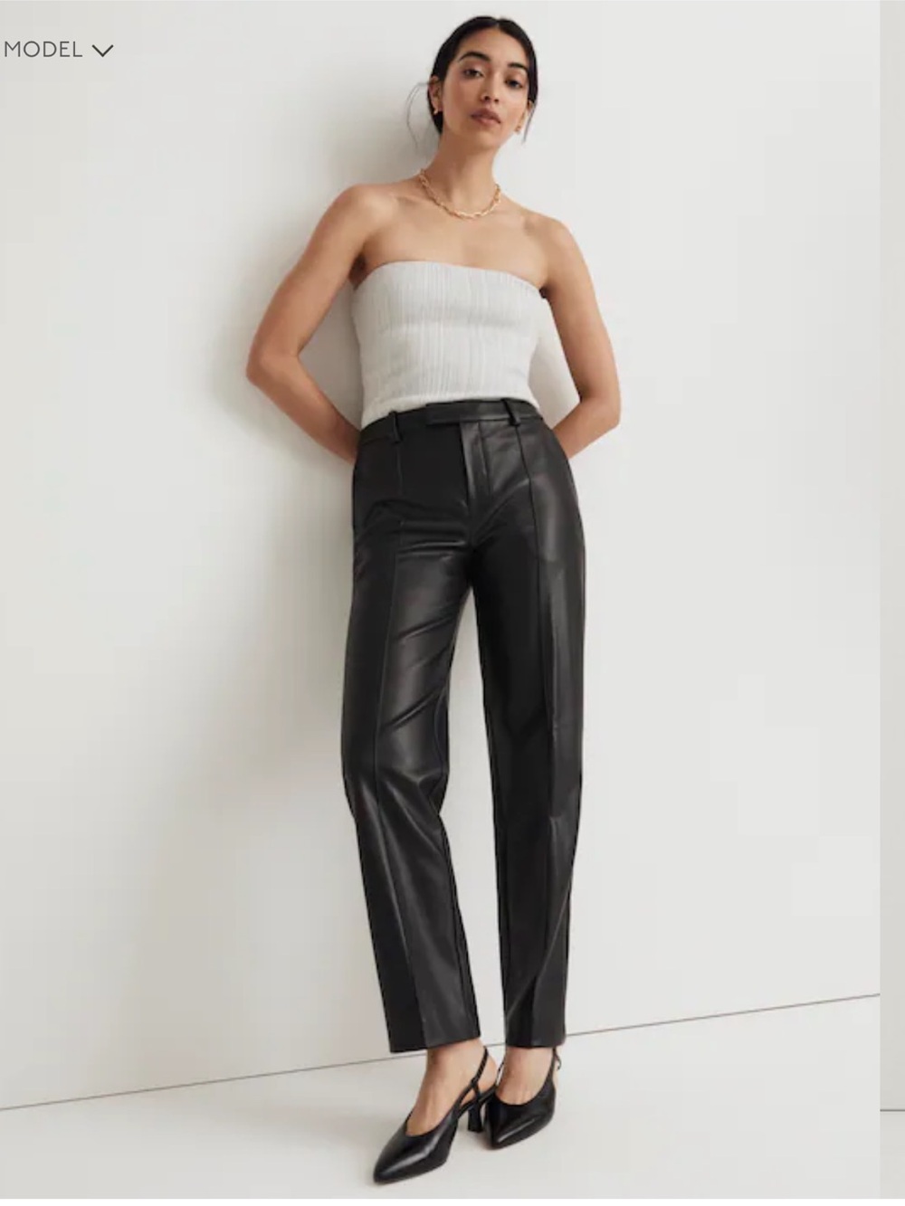 Madewell Black Straight-Leg Faux Leather Pants
